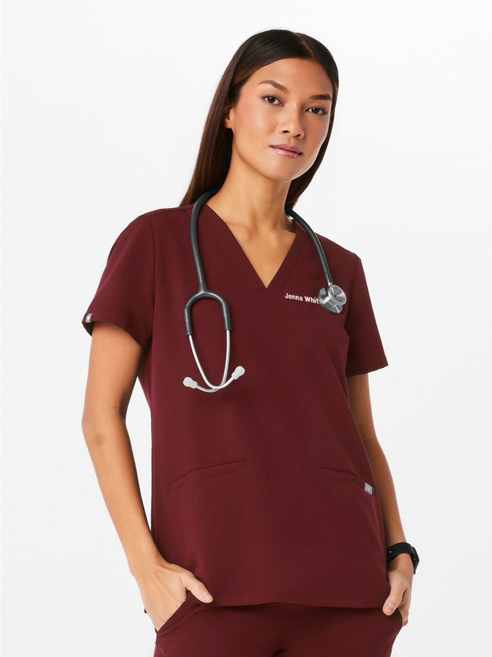 Figs Women’s Casma Scrub Top- Burgundy